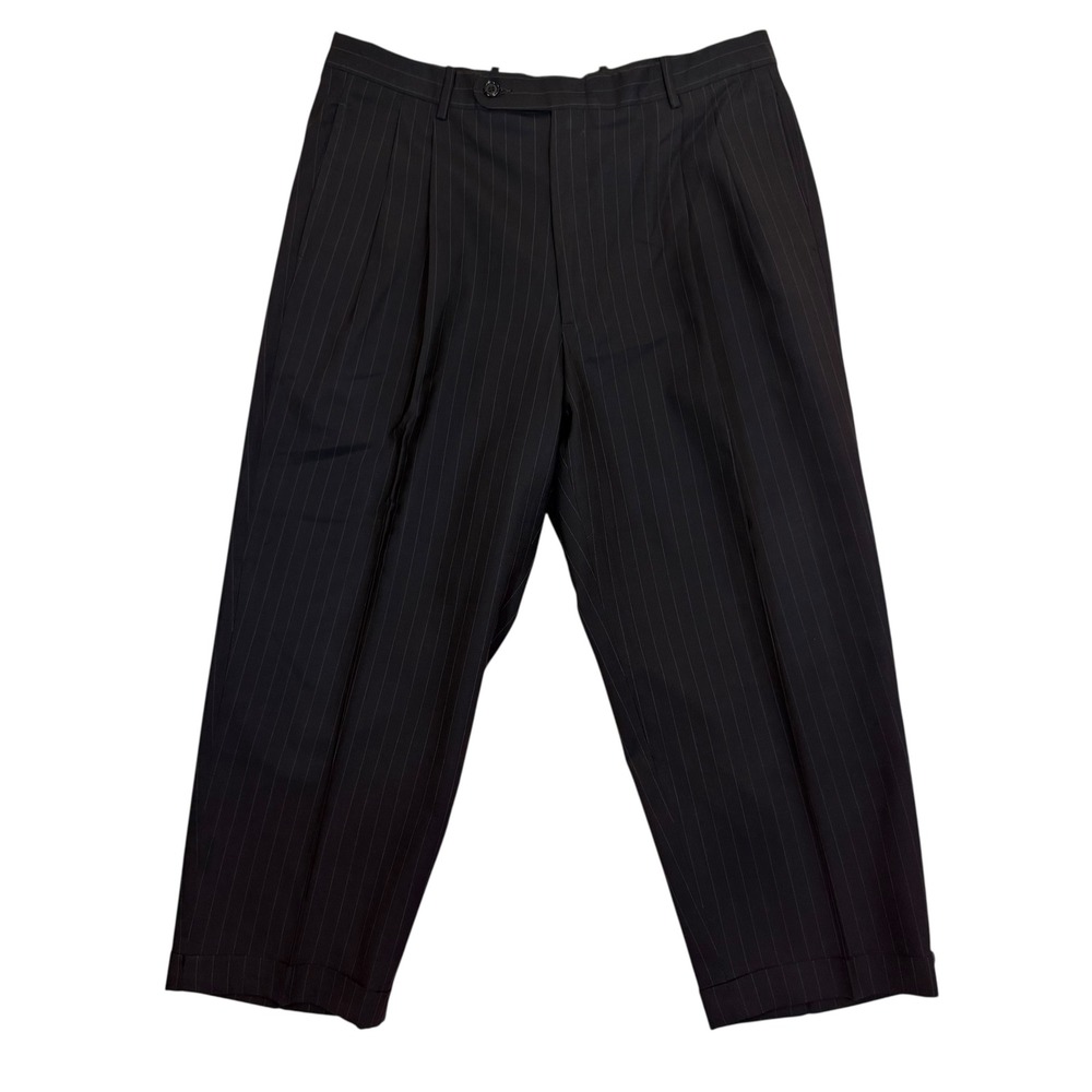 Pinstripe Pleated Dress Pants Mens Trousers Business Casual Work vintage 37r